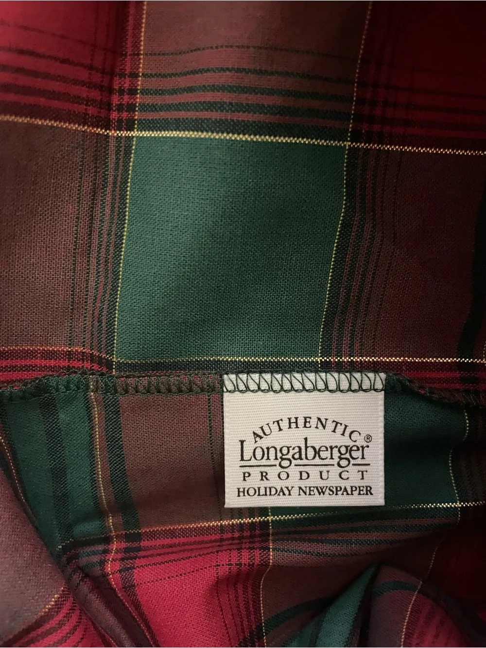 Longaberger Basket Liner Newspaper Plaid W15 1/8” x H14 1/4”